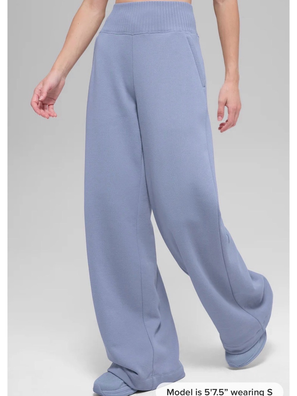 ALO Yoga Wide-Leg Knit Pants in Dusty Blue